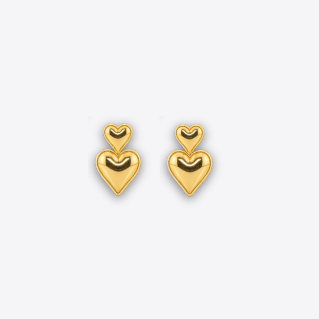 XZ407 – Gold Heart Ear Rings