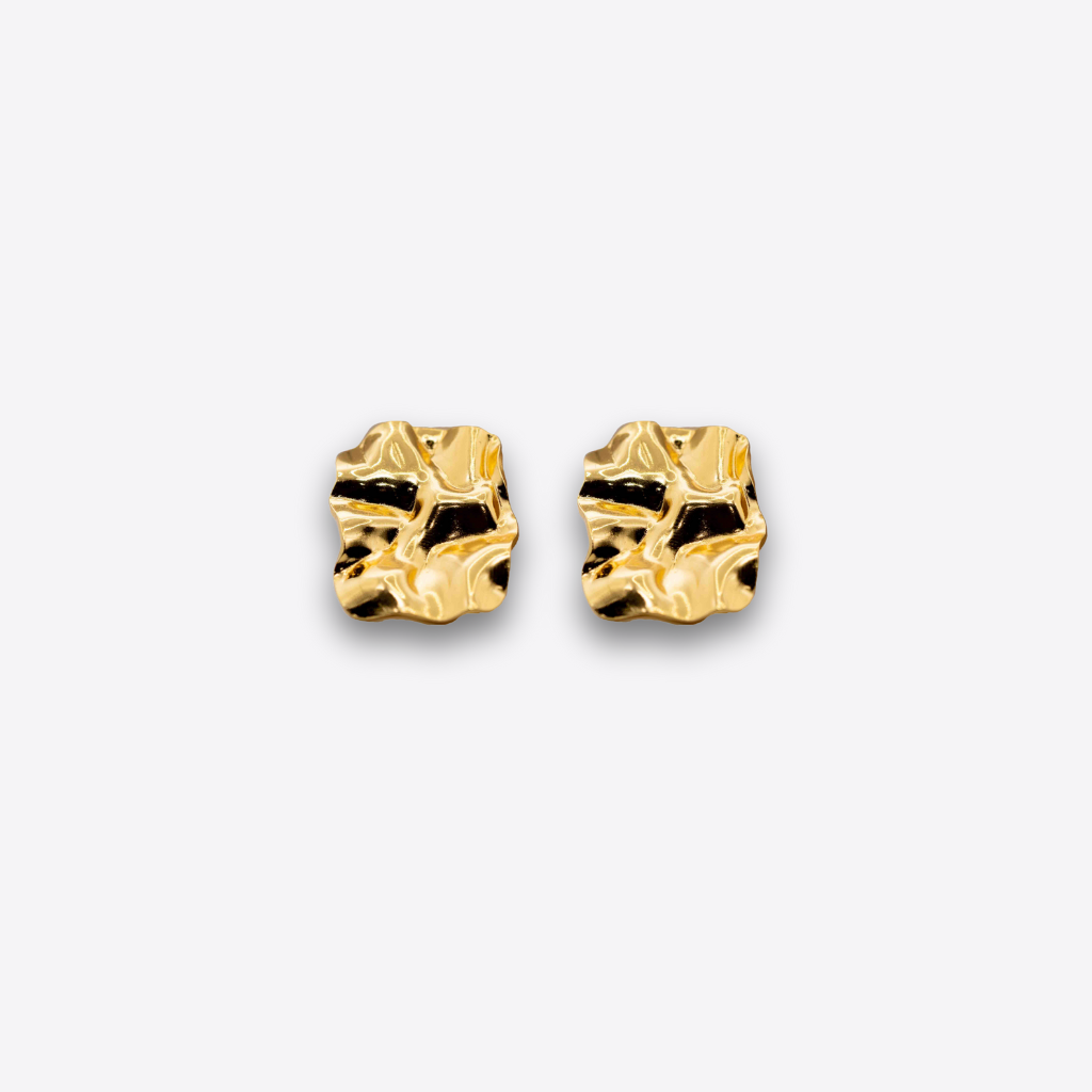 XZ507 – Gold Compact Square Ear Rings