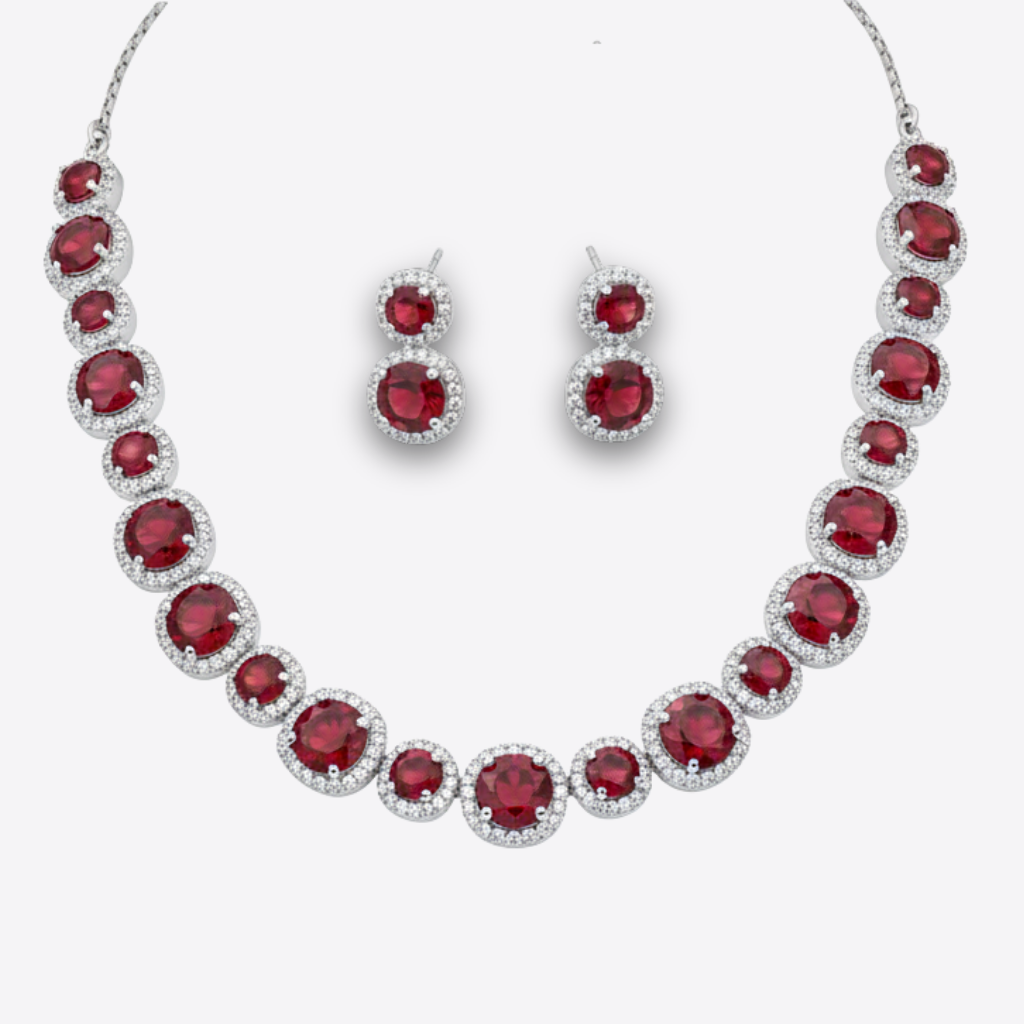 XZ1B – Multicolored Stone Necklace & Ear Rings Set