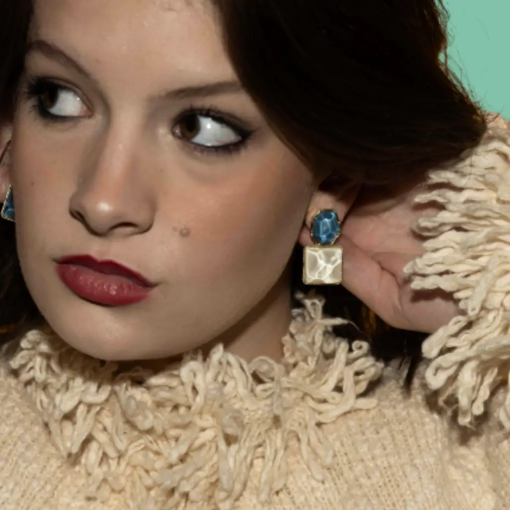 XZ412 – Blue & Gold Ear Rings