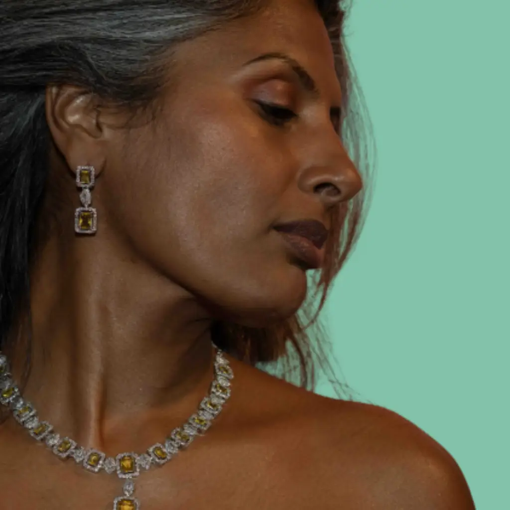 XZ21 – Polished Stones Necklace & Ear Rings Set