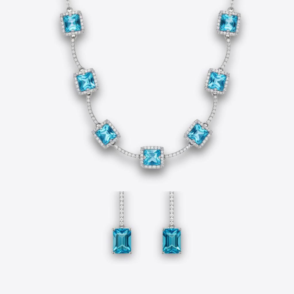 XZ5 – Square Necklace & Ear Rings Set