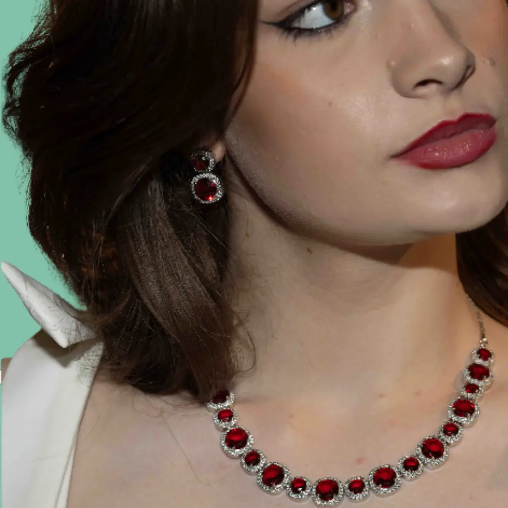 XZ1B – Multicolored Stone Necklace & Ear Rings Set